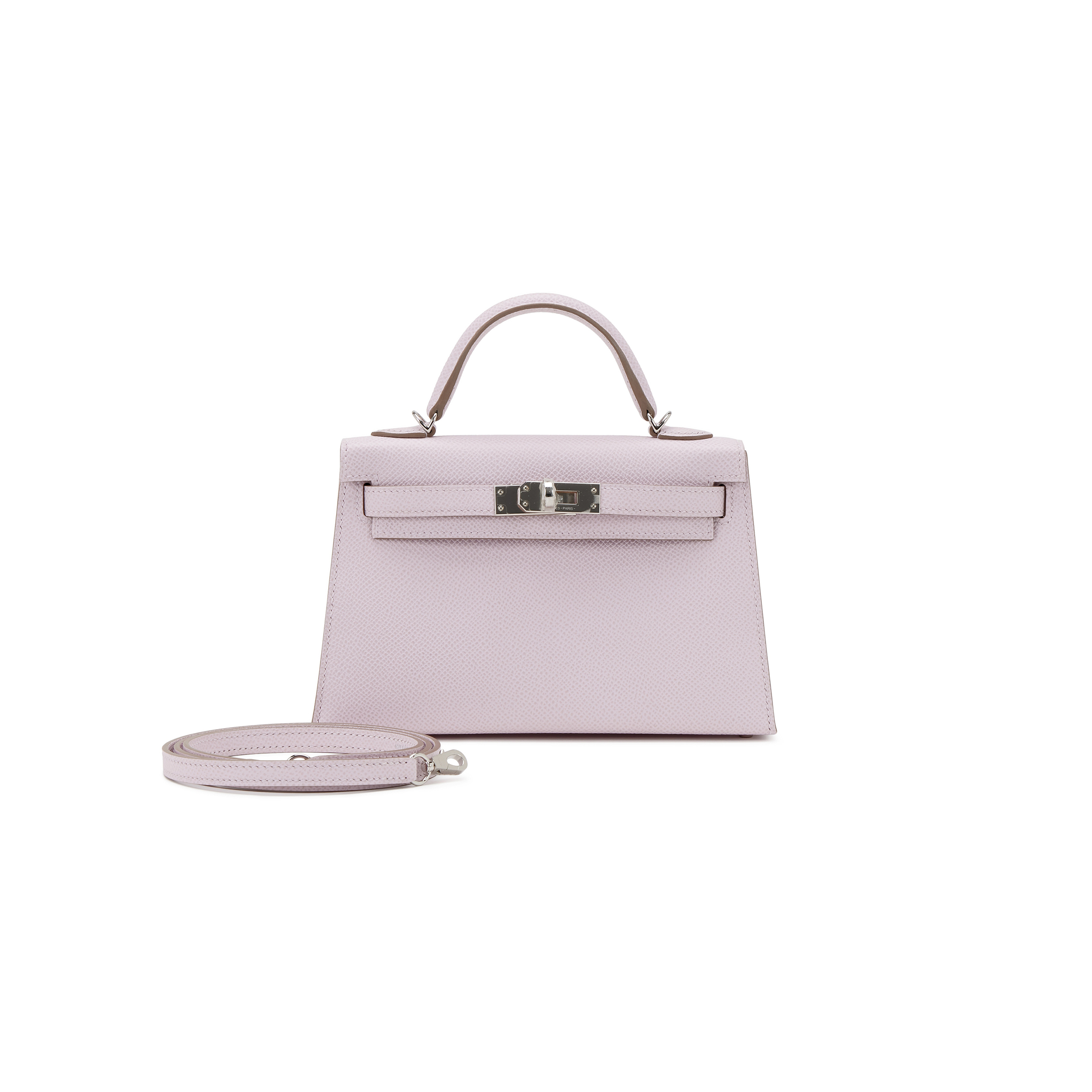 HERMÈS MASTER MAUVE PALE EPSOM MINI KELLY SELLIER 20 PALLADIUM HARDWARE (19*12*5.5cm)